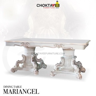 โต๊ะอาหาร วินเทจ หลุยส์ ท็อปปรับได้ 190-240cm (Platinum Classic Series) สีขาว รุ่น TTB-LV-MARIANGEL