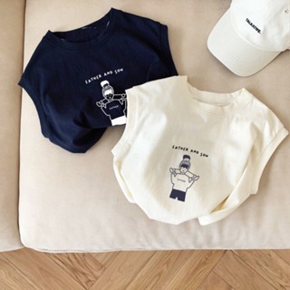 พร้อมส่ง ขายดี ใหม่ เสื้อยืดแขนกุด ผ้าฝ้าย 100% ลายการ์ตูนน่ารัก สไตล์เกาหลี ญี่ปุ่น แฟชั่นฤดูร้อน สําหรับเด็กผู้ชาย และเด็กผู้หญิง 2023