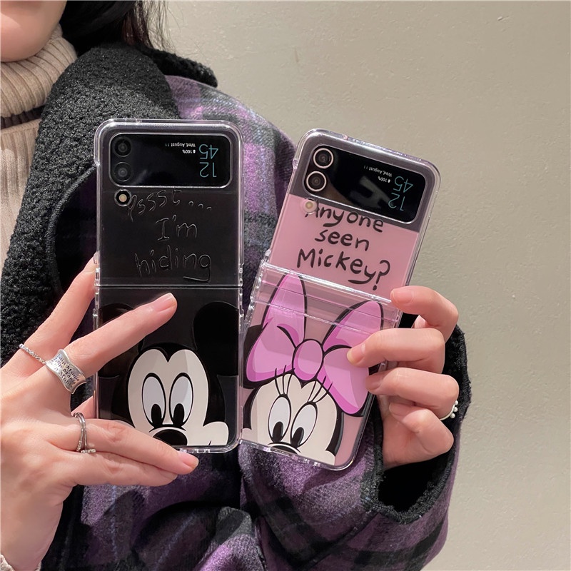 เคสโทรศัพท์มือถือ-pc-แข็ง-ปิดด้านหลัง-ลายการ์ตูนมิกกี้-มินนี่เมาส์-สําหรับ-samsung-galaxy-z-flip-3-z-flip-4-zflip3-zflip4