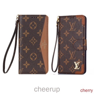 LV เคสโทรศัพท์มือถือหนัง แบบฝาพับ กันกระแทก พร้อมช่องใส่บัตร สําหรับ iphone 14 11 12 13 Pro Max mini 14 plus X Xs Xr Xsmax 7 8 plus