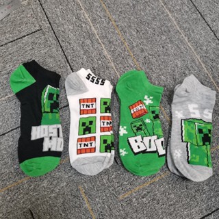 Minecraft สุ่ม 1 ถุงเท้าข้อสั้น ผ้าฝ้าย แบบยืดหยุ่น สไตล์เกาหลี เหมาะกับของขวัญวันเกิด แฟชั่นฤดูร้อน สําหรับเด็ก และผู้ใหญ่ จํานวน 1 คู่