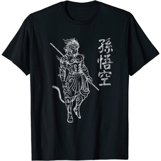 เสื้อยืดวินเทจเสื้อยืด พิมพ์ลายตัวอักษรจีน Sun Wukong Monkey King สําหรับผู้ใหญ่S-4XL