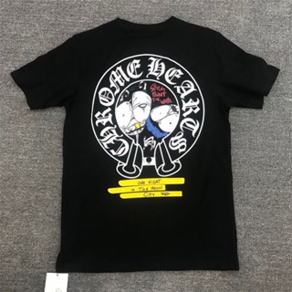 เสื้อยืดแขนสั้นลําลอง ทรงหลวม พิมพ์ลายตัวอักษร Chrome Hearts 22FW สําหรับผู้ชาย และผู้หญิง