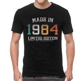 เสื้อยืดสีดำอินเทรนด์เสื้อยืดแขนสั้น พิมพ์ลาย Born In 1984 Made In 1984 แฟชั่นฤดูร้อน สําหรับผู้ชายS-4XL_03