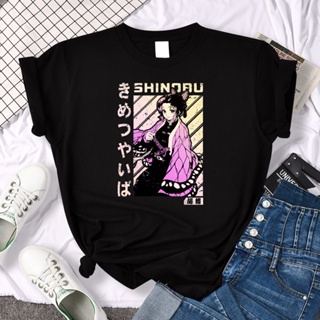 Tee Shirt Female Anime Demon Slayer Kochou Shinobu Print Top Women Oversized Round Neck Snug Tshirt Woman Slim Loos_03