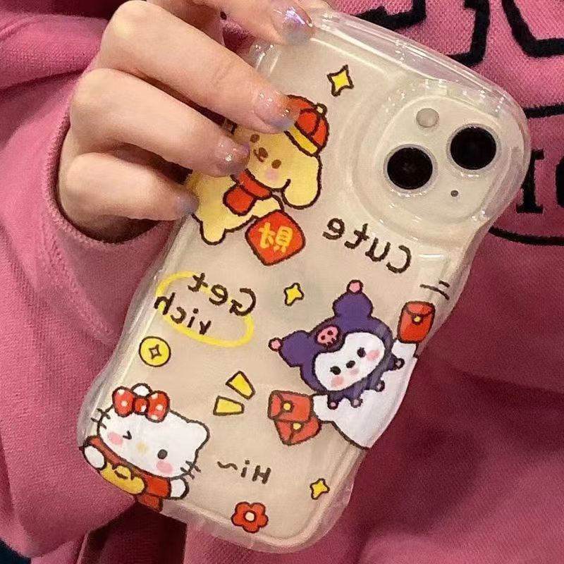 เคสมือถือ-แบบใส-ลายการ์ตูนซานริโอ้-กันกระแทก-สําหรับ-iphone-13-14-pro-max-12-11-xr-8-plus