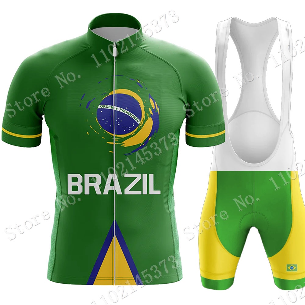เสื้อกีฬาแขนสั้น-ลายทีมชาติบราซิล-และกางเกงขาสั้น-แฟชั่นฤดูร้อน-สําหรับขี่จักรยาน-mtb-2024
