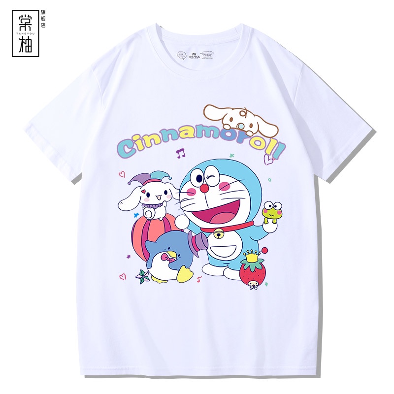 โดราเอมอน-cinnamoroll-แขนสั้นเสื้อยืดลำลองโดราเอมอน