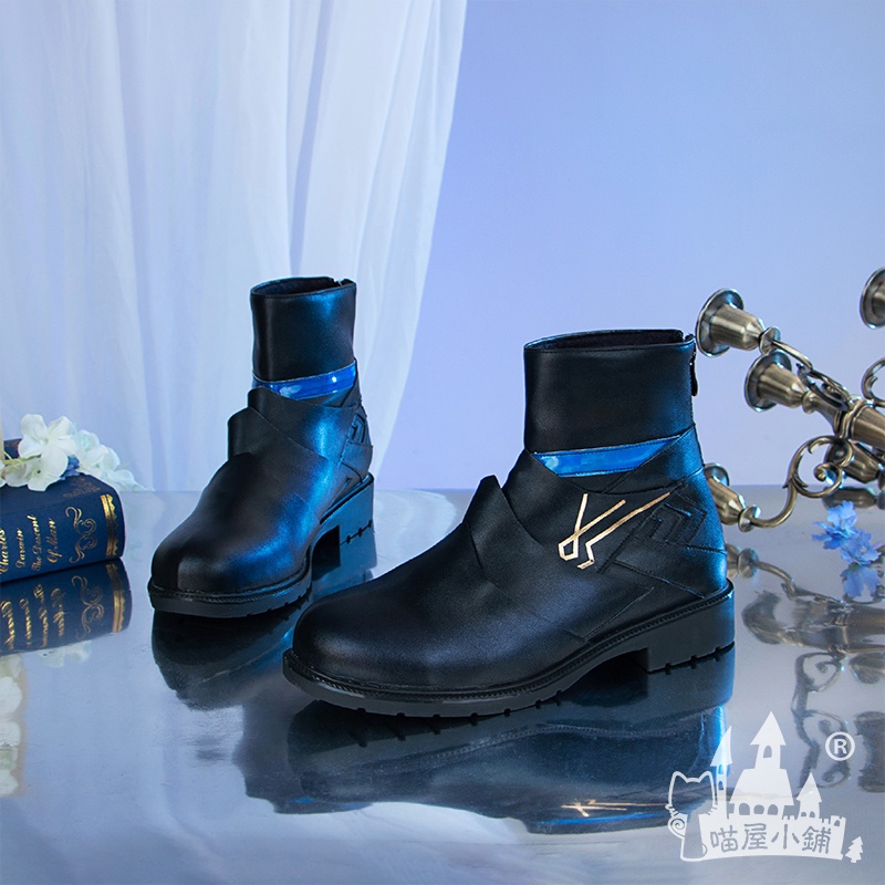 deepsea-studio-quick-delivery-in-stock-genshin-dainsleif-cosprop-cosplay-custom-accessories-matte-pu-leather-shoes-for-men-and-women-blue-stripe-cos-shoes