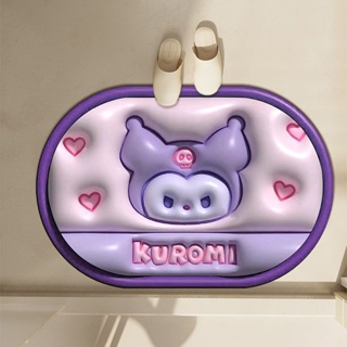 3d เอฟเฟกต์ขยาย Sanrio การ์ตูนวงรี Diatom โคลนเบาะล้างทําความสะอาดได้ชักโครกแห้งเร็วพรมปูพื้นห้องครัวห้องน้ําเสื่อกันลื่นเมโลดี้ปูพื้นพุดดิ้งเสื่อปูพื้นสุนัข Kulomi Flo
