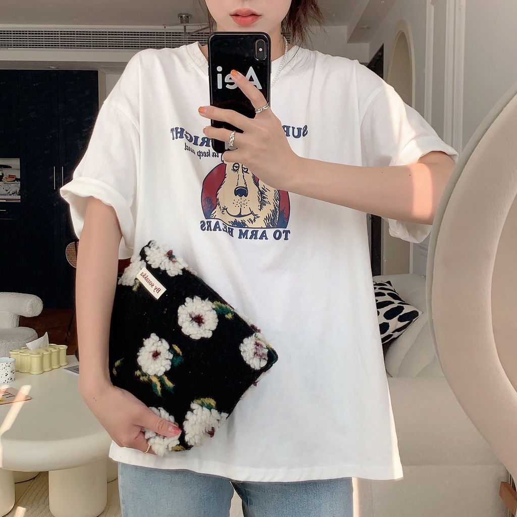 กระเป๋าเครื่องสําอาง-ผ้าวูล-ลายดอกไม้-สามมิติ-จุของได้เยอะ-มีซิป-สไตล์ตะวันตก-แฟชั่นสําหรับเดินทาง