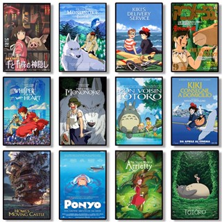 โปสเตอร์ผ้าใบ ลายการ์ตูนอนิเมะ Totoro Spirited Away สไตล์ญี่ปุ่น สําหรับตกแต่งผนังบ้าน ห้องนั่งเล่น บาร์