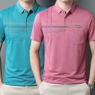 There are pocket polo shirts in stock, mens middle-aged dads wear short-sleeved t-shirts, summer moisture absorption and sweating shirts, thin lapels, Tee white breathable Paul shirts, jackets for boys.