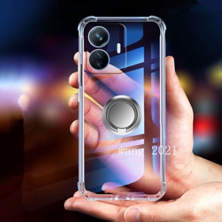 In Stock New Casing เคส Realme C55 NFC 2023 Phone Case with On-board Magnetic Support Four Corner Airbag Shockproof Transparent Anti-fall Soft Case Back Cover for Realme C55 เคสโทรศัพท