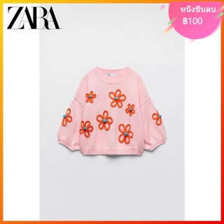 Zara เสื้อถัก ปักลายดอกไม้ สไตล์ใหม่ ฤดูใบไม้ร่วง สําหรับผู้หญิง 0021020 621