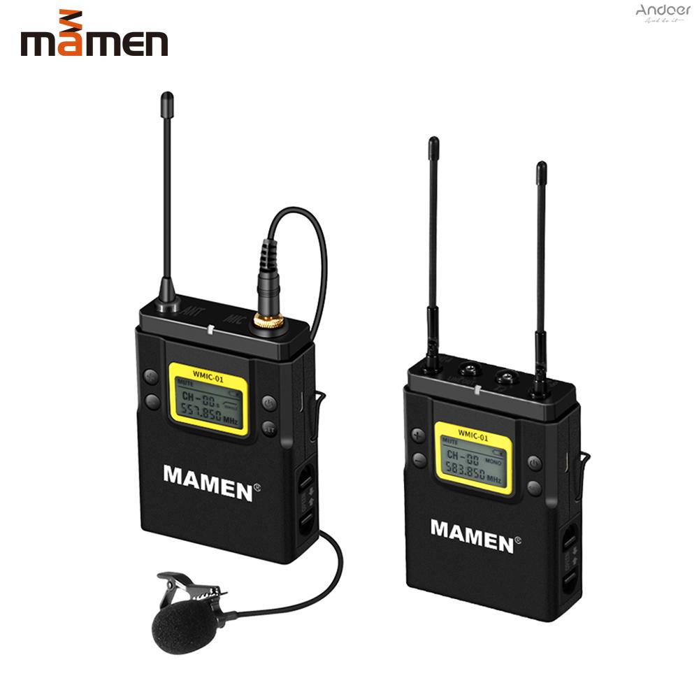 mamen-wmic-01-ไมโครโฟนดิจิทัลไร้สาย-uhf-ช่องสัญญาณคู่-รับส่งสัญญาณเดียว-50-ช่อง-ระยะ-60-เมตร-สําหรับกล้อง-โทรศัพท์-วิดีโอ-เสียง