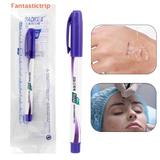 Fantastictrip Surgical Skin Marker for Eyebrow Skin Tattoo Skin Marker Pen With Ruler Set Fashion