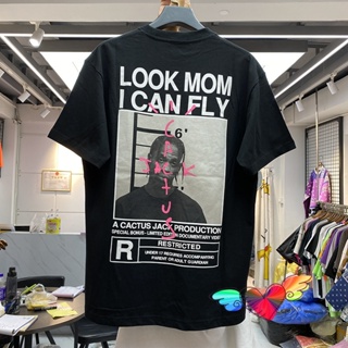 [S-5XL] ผู้ชายTเสื้อCactus Jack Tshirt 2022 Summer Men Women LOOK MOM I CAN FLY Travis Scott  Tee Hi Ho Grahic Logo rint