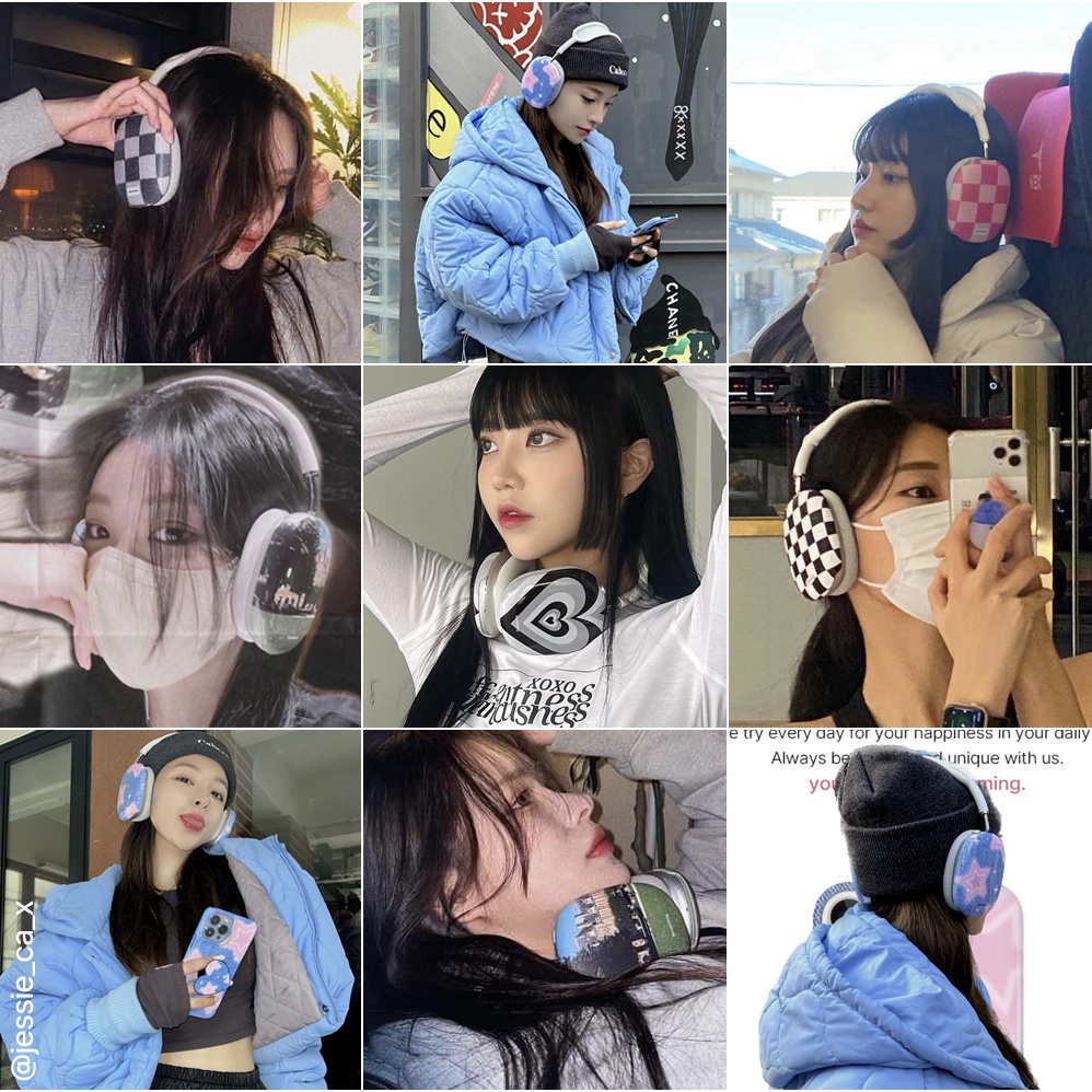 heart-beam-matt-glossy-case-11-types-compatible-for-airpods-max-pink-blue-korea-black-white