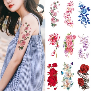 Colorful Flower Tattoo Paper Waterproof Temporary Tattoo Stickers For Women Body Art Scar Cover