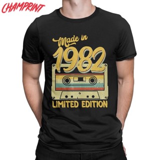 เสื้อยืดผ้าฝ้าย 100% พิมพ์ลาย Made In 1982 Limited Edition 40Th แฟชั่นผู้ชาย วันเกิด 100_03