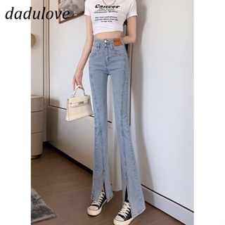DaDulove💕 New Korean Version of Ins High Waist Slit Jeans WOMENS Thin Wide-leg Micro Flared Pants Large Size Trousers