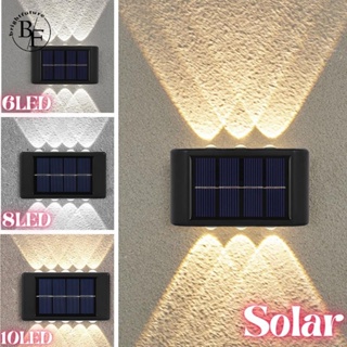 โคมไฟติดผนัง LED 10 ดวง พลังงานแสงอาทิตย์ กันน้ํา สไตล์นอร์ดิก และโมเดิร์น สําหรับตกแต่งสวนกลางแจ้ง