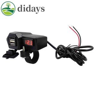 Motorcycle Handlebar Mirror 3.4A Dual USB Charger Adapter with Voltmeter