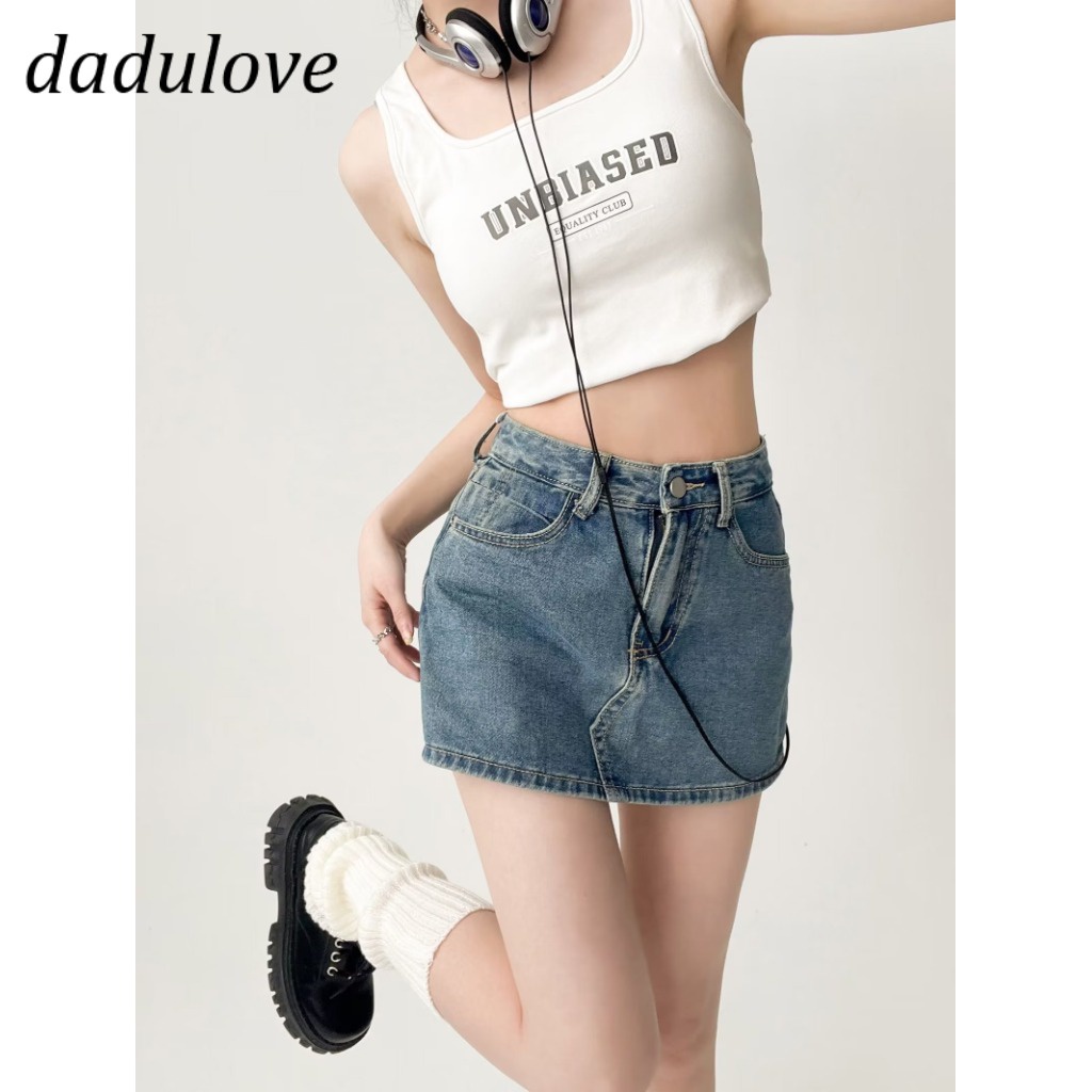 dadulove-new-korean-version-of-high-waist-womens-cowboy-skirt-niche-light-colored-skirt-large-size-skirt-a-line-skirt