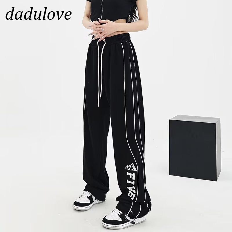 dadulove-2023-new-american-street-striped-light-color-sports-pants-high-waist-drawstring-jogging-pants