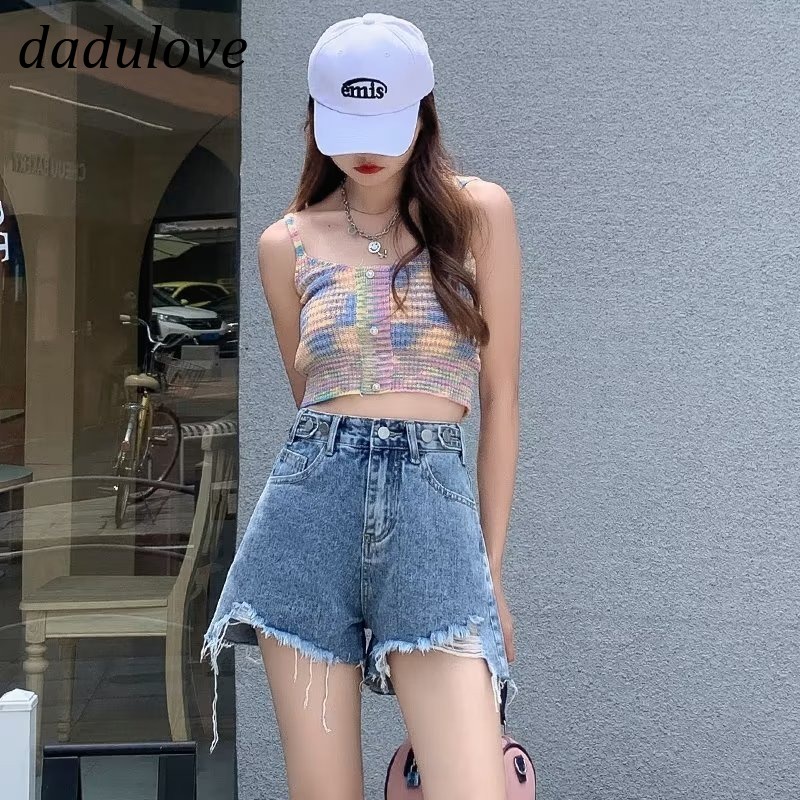 dadulove-new-korean-version-ins-high-waist-jeans-small-size-shorts-womens-loose-wide-leg-pants