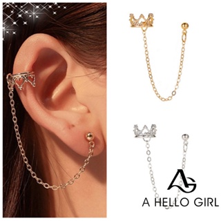 A HELLO GIRL ต่างหูสตั๊ด จี้รูปหัวใจ ลายมงกุฎ สไตล์เกาหลี เครื่องประดับแฟชั่น ของขวัญปาร์ตี้ สําหรับผู้หญิง