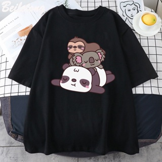 เสื้อยืด พิมพ์ลายการ์ตูนหมีแพนด้า Koala Stack สวมใส่สบาย อินเทรนด์ สําหรับผู้ชาย 2022