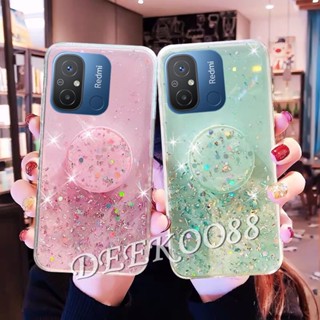 เคสโทรศัพท์มือถือ แบบนิ่ม ลายกากเพชร รูปดาว พร้อมขาตั้ง สําหรับ Xiaomi Redmi 12C A1 4G Redmi12C