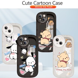 เคสโทรศัพท์มือถือ แบบใส ลายการ์ตูนหมีพูห์น่ารัก สีดํา สําหรับ OPPO A15 A15S A3S A12E A31 A53 A32 A9 A5 A93 A73 A77 A55 A52 A72 A92 F11 F9 A1Pro A8 A57 2022 5G
