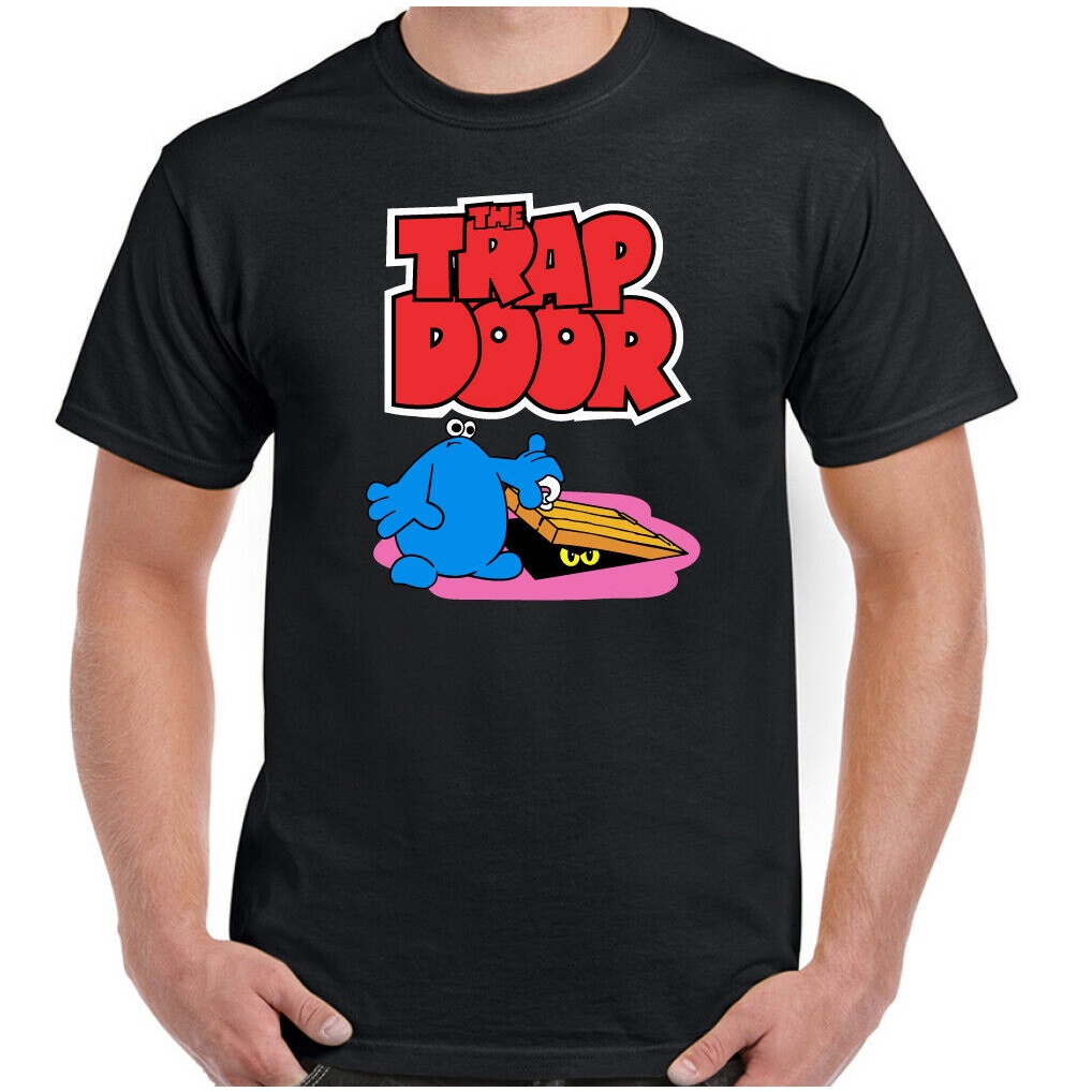 เสื้อยืดคอกลมเสื้อยืด-พิมพ์ลายการ์ตูนแอนิเมชั่น-the-trap-door-80s-tv-สไตล์เรโทร-สําหรับผู้ชายs-5xl