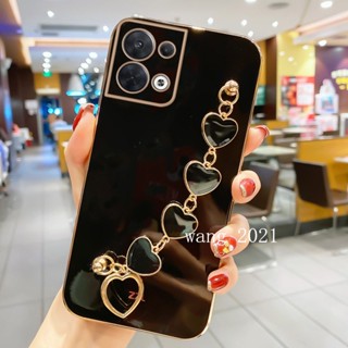 พร้อมส่ง ใหม่ เคสโทรศัพท์มือถือนิ่ม ขอบตรง ปิดด้านหลัง ลายหัวใจ พร้อมสายคล้องมือ สําหรับ Infinix Smart 7 X6515 Tecno Spark GO 2023