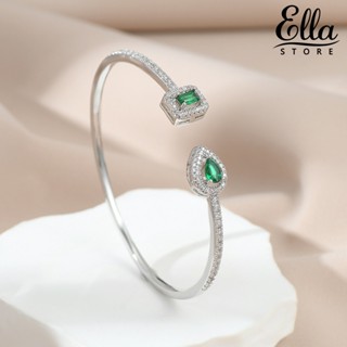 Ellastore123 กําไลข้อมือ ประดับพลอยเทียม ปรับขนาดได้ กันแพ้ หรูหรา เครื่องประดับแฟชั่น สําหรับผู้หญิง