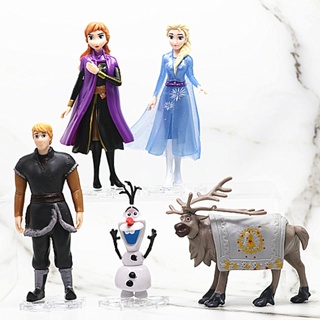 ชุดโมเดลตุ๊กตาฟิกเกอร์ Disney Frozen 2 Elsa Anna Olaf ของเล่นสําหรับเด็ก 5 ชิ้น ต่อชุด