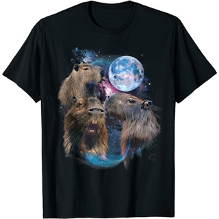 ขายใหม่ เสื้อยืด พิมพ์ลาย 3 Moon capybara แฟชั่นสําหรับผู้ชาย（S-5XL）