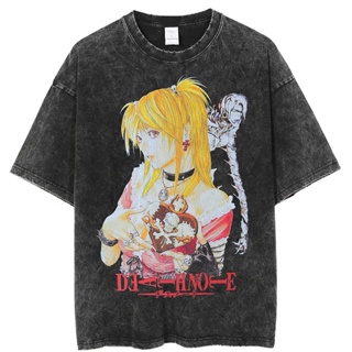 [S-5XL] ผู้ชายTเสื้อHarajuku T Shirt Men Hi Ho Vintage Washed Anime Grahic Oversized T Shirts for Men Streetwear Tees 10