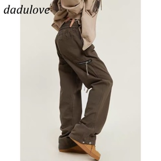 DaDulove💕 New American Style Street Overalls Brown High Waist WOMENS Wide Leg Pants Niche Loose Trousers