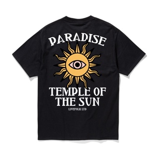 เสื้อยืดผ้าฝ้ายพิมพ์ลายLivefolk - Temple Black T-Shirt