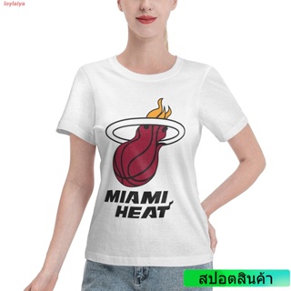 เสื้อยืดแขนสั้นloylaiya เอ็นบีเอ Miami Heat ไมอามี ฮี T Shirt Women เสื้อผ้าผู้ญิง Tshirt เสื้อผ้าผู้หญิง เสื้อยืดคอกลม