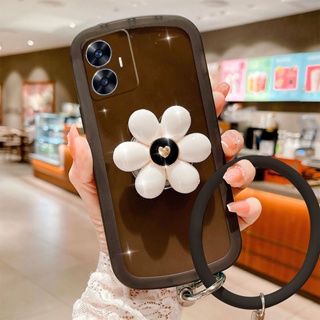 ใหม่ เคสโทรศัพท์มือถือแบบนิ่ม ใส กันรอยเลนส์กล้อง ลายดอกไม้ พร้อมแหวนขาตั้ง แฟชั่น สําหรับ Realme C55 NFC 2023 REALMEC55 NFC
