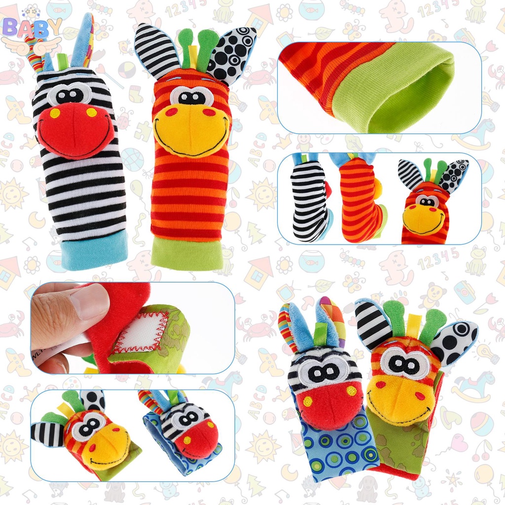 ตุ๊กตาข้อมือและถุงเท้าเสริมพัฒนาการ-พร้อมส่ง-foot-finder-and-wrist-rattle-set-ของเล่นเสริมพัฒนาการ