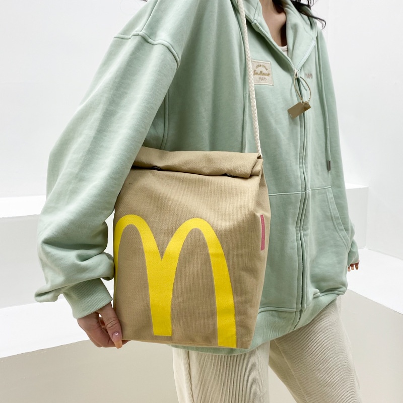 กระเป๋าแมสเซนเจอร์กระดาษของแมคโดนัลด์-กระเป๋าสะพาย-กระเป๋าเป้เด็กผู้หญิงความจุสูงสไตล์น่ารักและตลก-sl19856