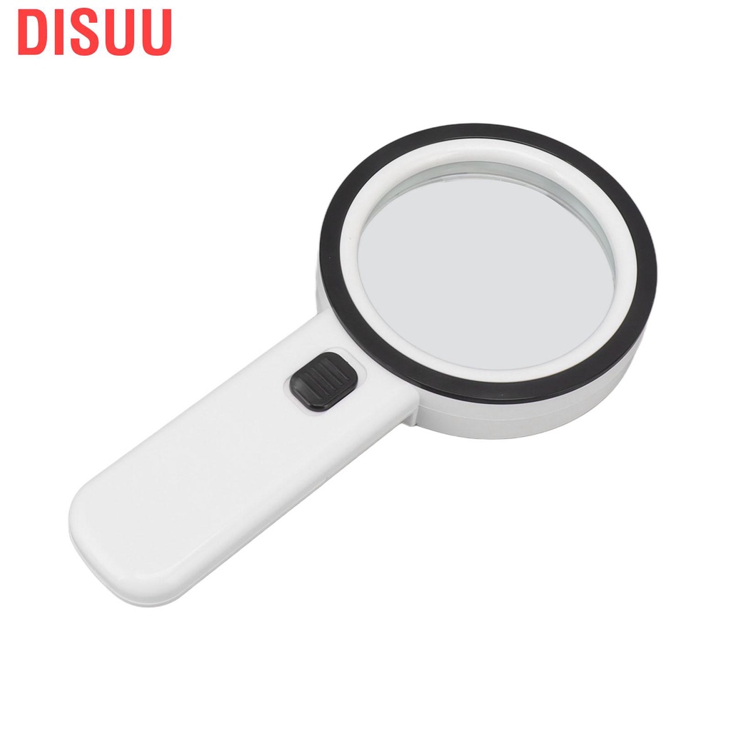 Disuu 30X Handheld Large Magnifying Glass UV Banknote Inspection 12 LED