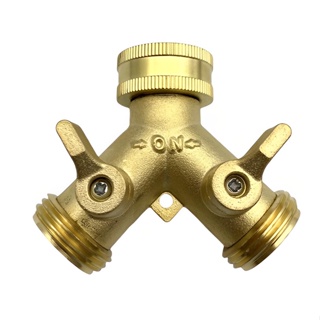 Y Type Brass Two Way Separate Ball Valve Garden Hose Splitters for Faucet