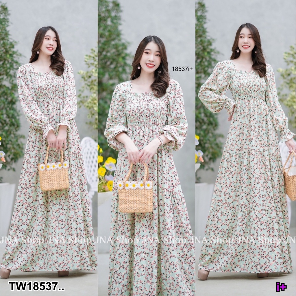 s4u-พร้อมส่ง-dress-เดรสสม๊อคอกลายดอกเล็ก-ชุดไปทะเล-ชุดไปเที่ยว-ชุดเดรส-ชุดทำงาน-ชุดเซ็ท